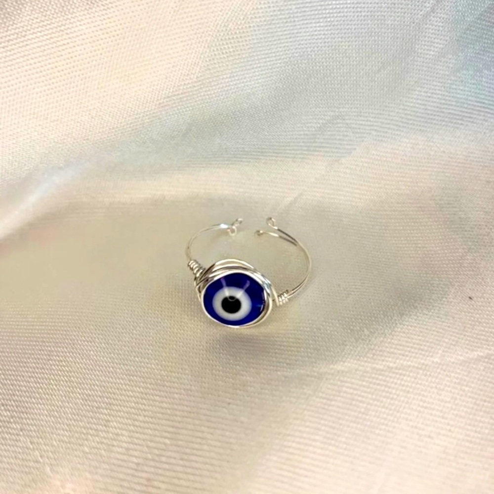 Evil eye adjustable ring